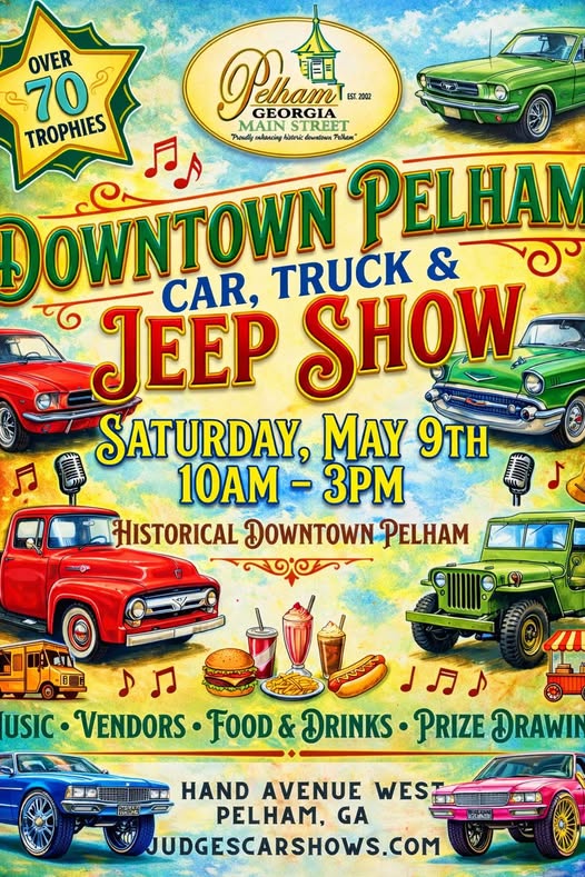 Flyer for Pelham’s Downtown Pelham Car, Truck & Jeep Show