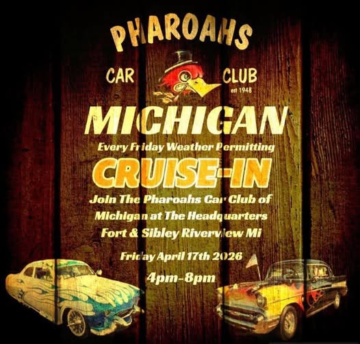 Flyer for Pharoahs Car Club Michigan Cruise-In