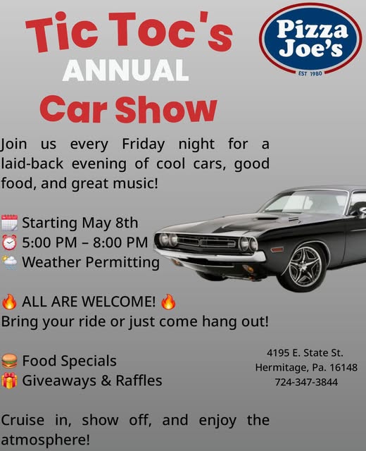Flyer for Pizza Joe’s Tic Toc’s Friday Night Cruise