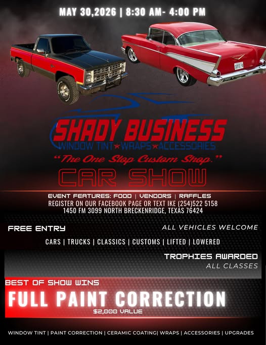Flyer for Shady Business Car Show