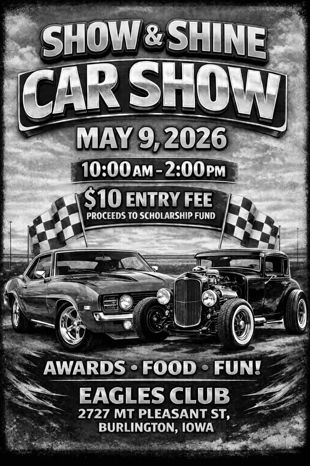 Flyer for Show & Shine Car Show! Burlington Eagles 150