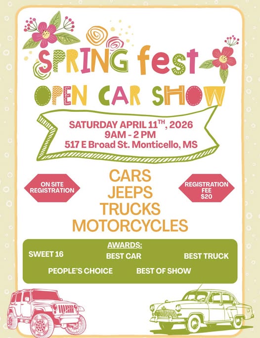 Spring Fest Open Car Show – Monticello, MS | CarCruiseFinder