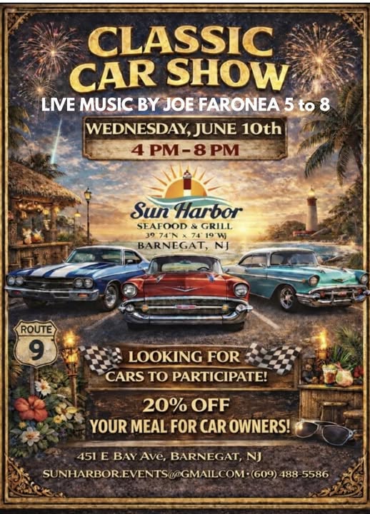 Flyer for Sun Harbor Classic Car Show