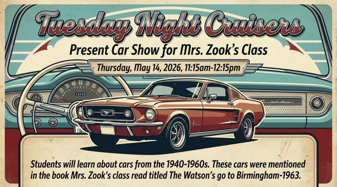 Tuesday Night Cruisers Present Car Show for Mrs. Zook's Class ...
