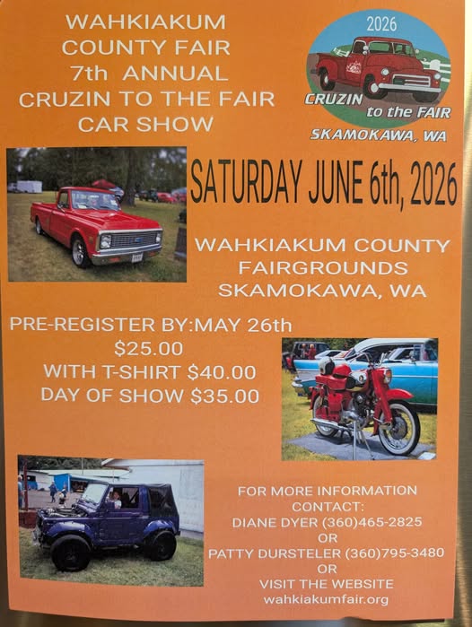 Flyer for Wahkiakum County Fair 7Th Annual Cruzin To The Fair Car Show