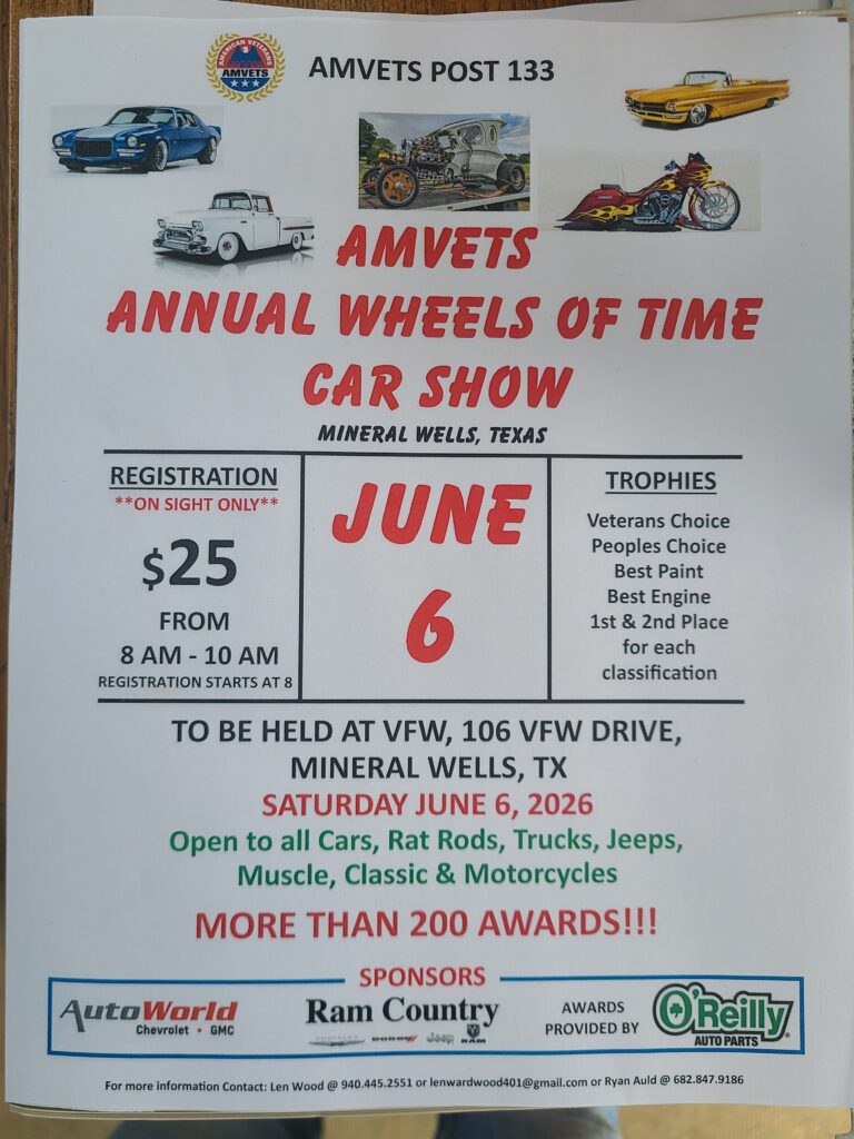 Flyer for AMVETS Wheels of Time Auto Show