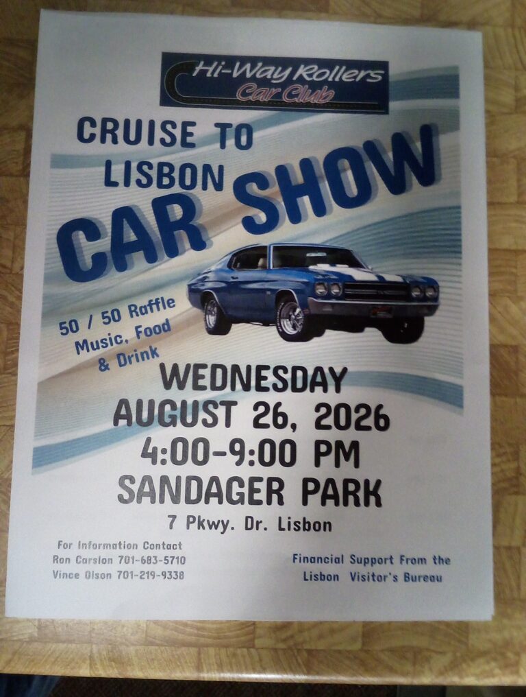 Flyer for Hi-Way Rollers Car Club Cruise To Lisbon Car Show