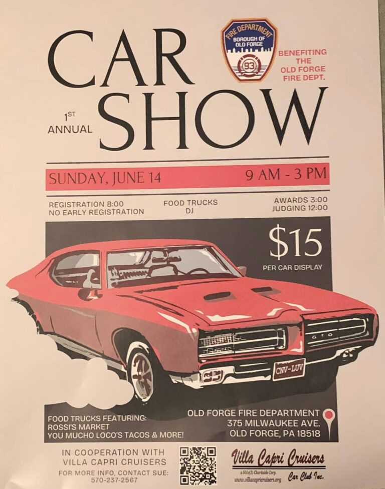 Flyer for Old Forge Fire Department 1st Annual Car Show