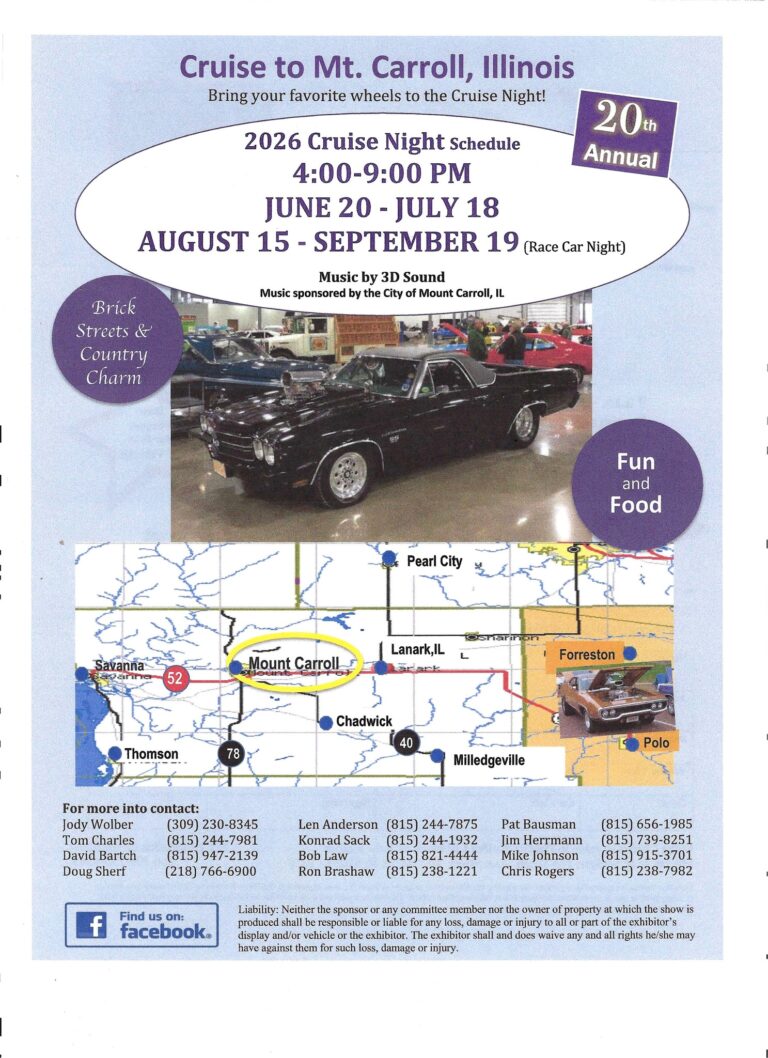 Flyer for Mt. Carroll Cruise Night