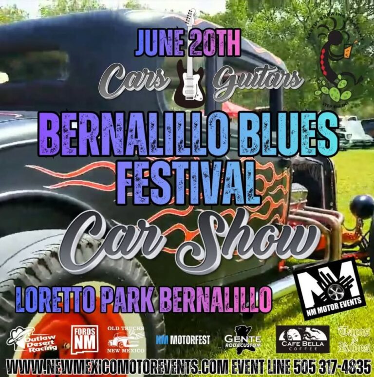 Flyer for Cars & Guitars Car Show at Bernalillo Blues Festival