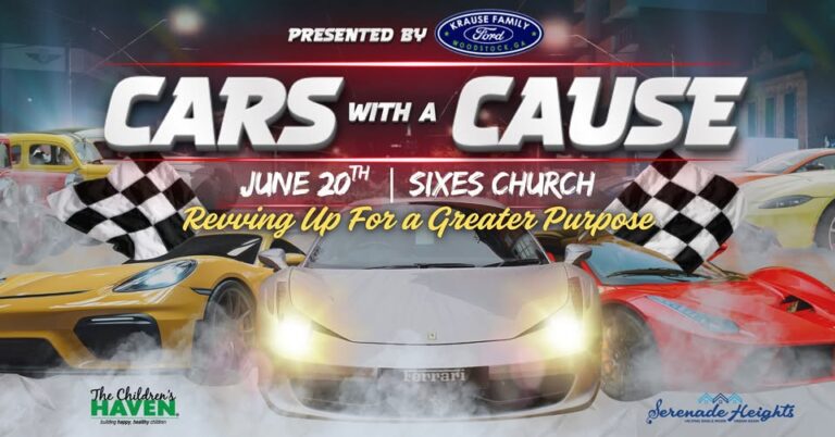 Flyer for Cars With A Cause | Car Show Presented by Krause Family Ford