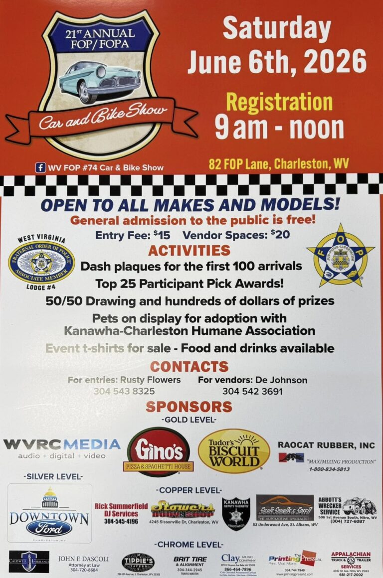 Flyer for WV FOP #74 Car & Bike Show