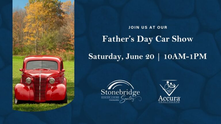 Flyer for Accura Healthcare and Stonebridge Suites of Cherokee Father’s Day Car Show