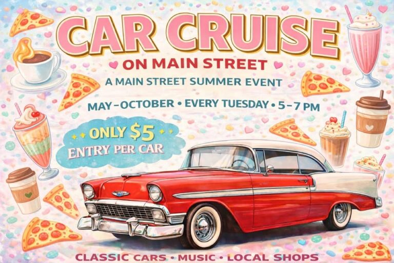 Flyer for Downtown Cortland Main Street Car Cruise