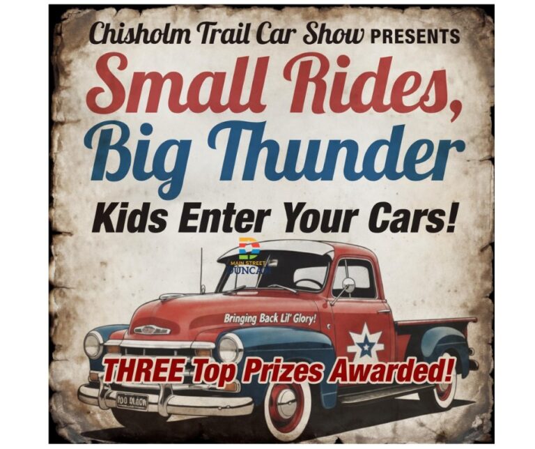 Flyer for Small Rides, Big Thunder at the Chisholm Trail Car Show