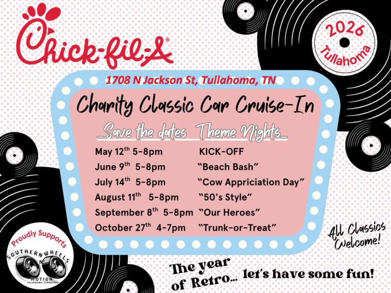 Flyer for Chick-fil-A Charity Classic Car Cruise-In