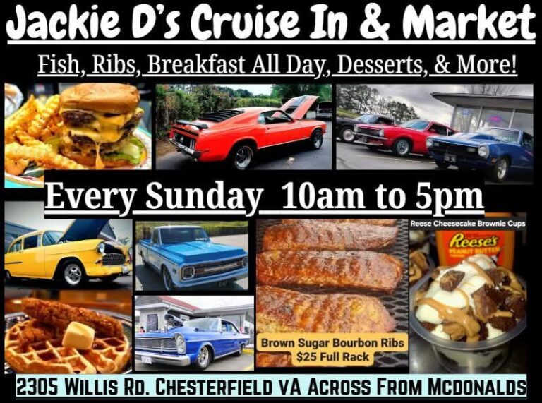 Flyer for Jackie D’s Coffee, Cruise In, & Flea Market