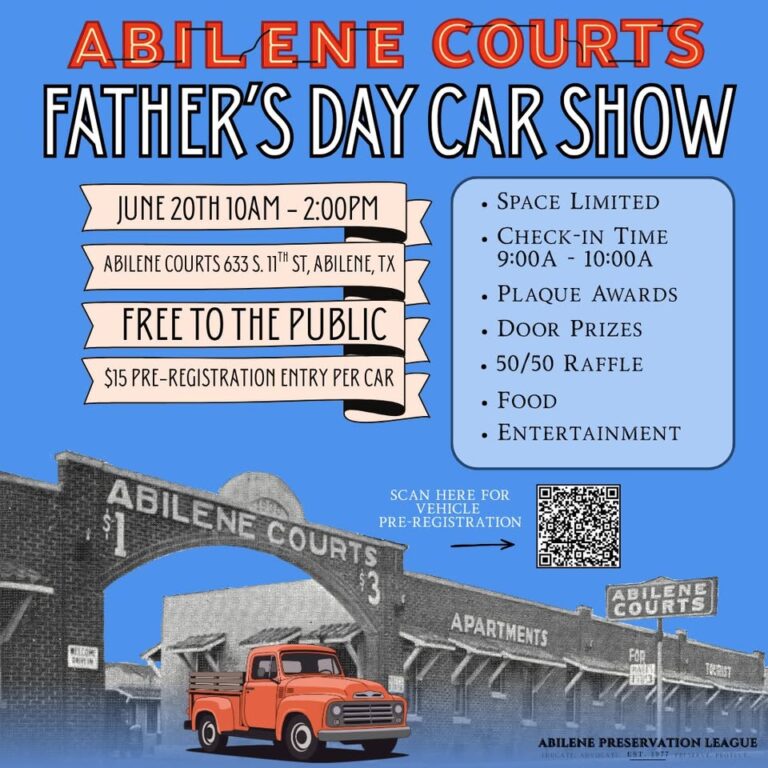 Flyer for Abilene Courts – Father’s Day Car Show
