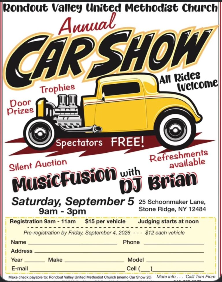 Flyer for Rondout Valley United Methodist Church Annual Car Show