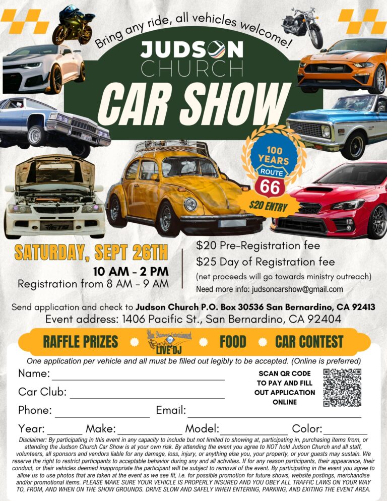 Flyer for Judson Church Car Show