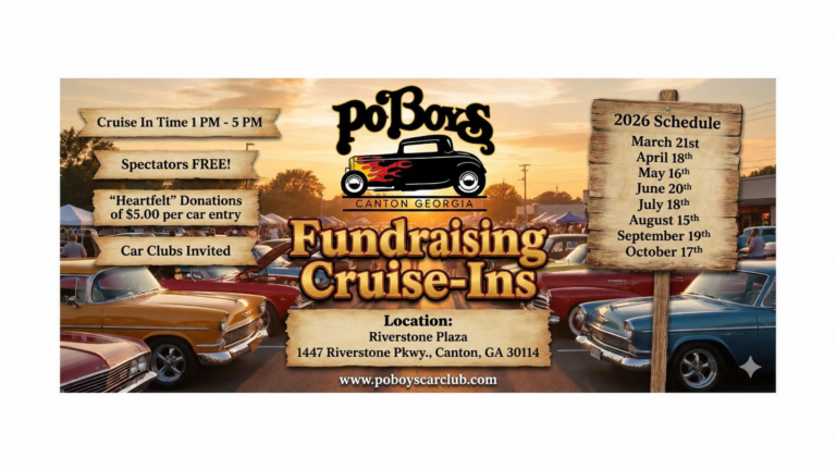 Flyer for PoBoys Car Show /Cruise-In & Fundraising