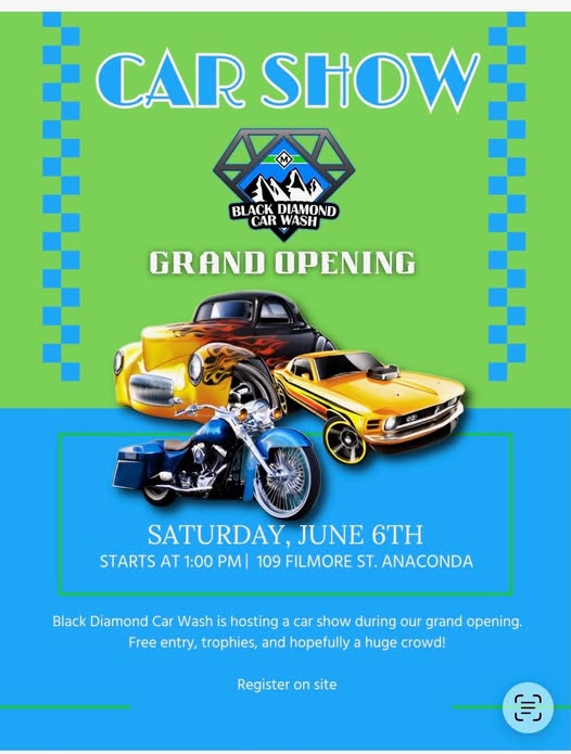 Flyer for Black Diamond Car Wash Car Show Grand Opening