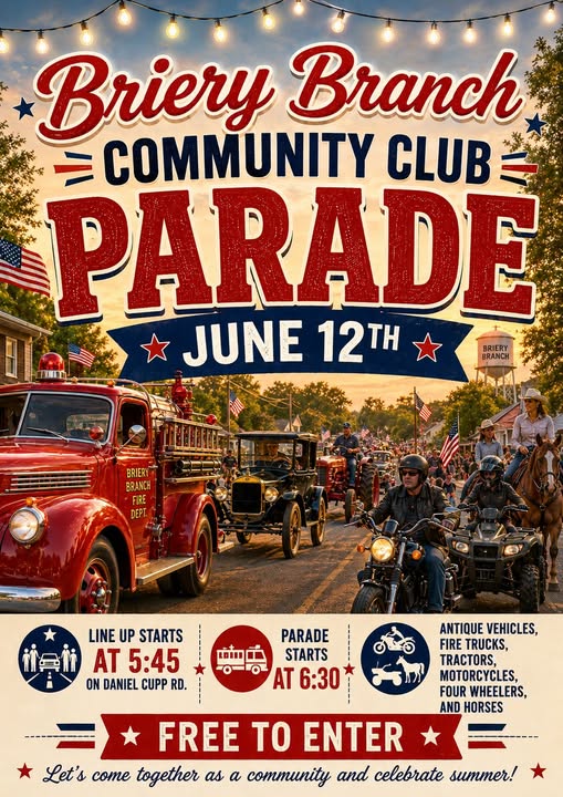 Flyer for Briery Branch Community Club Parade