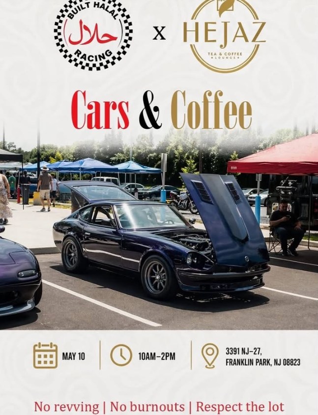 Flyer for Built Halal Racing x HEJAZ Cars & Coffee