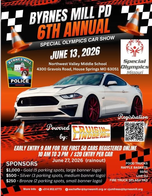 Flyer for Byrnes Mill PD 6th Annual Special Olympics Car Show