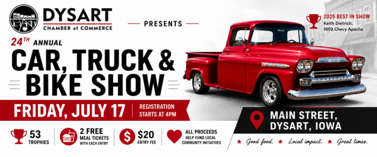 Flyer for 24th Annual Dysart Car, Truck & Bike Show
