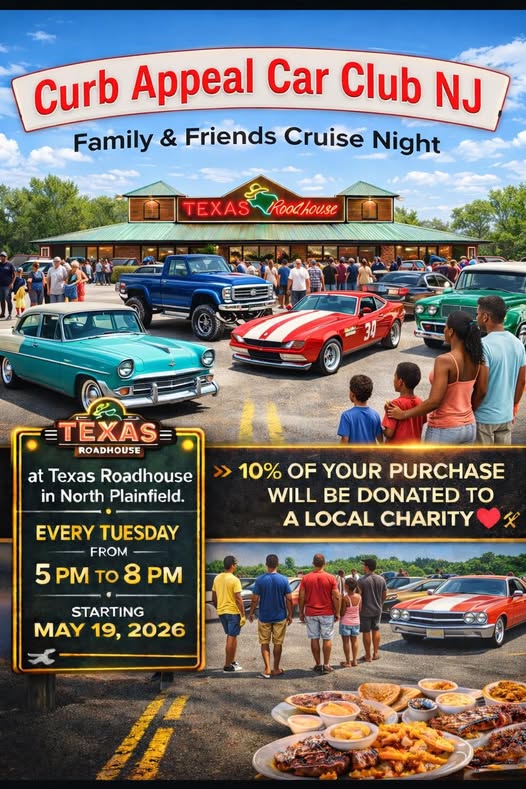 Promotional image for Curb Appeal Car Club NJ Family & Friends Cruise Night