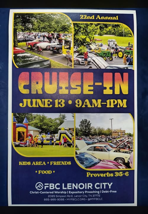 Flyer for FBC Lenoir City Cruise-In