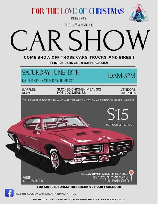 Flyer for For The Love Of Christmas Presents The 5th Annual Car Show
