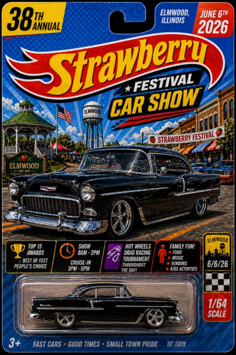 Flyer for 38th annual strawberry Festival Car show june 6th 2026