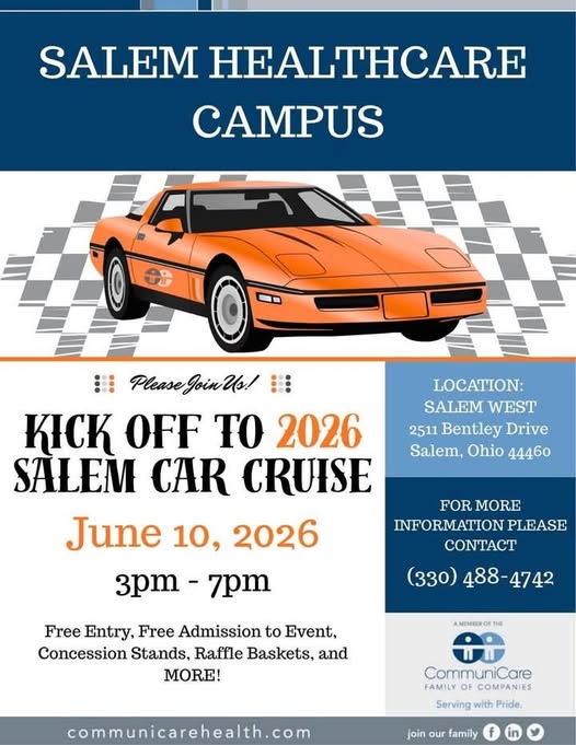 Flyer for Kick Off To 2026 Salem Car Cruise