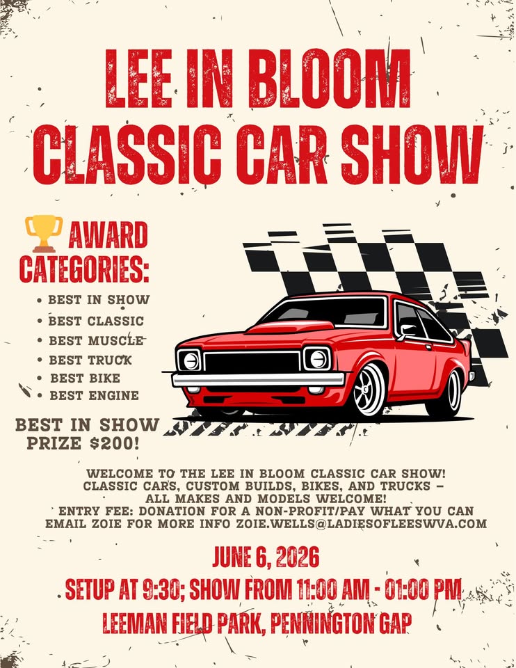 Flyer for Lee In Bloom Classic Car Show