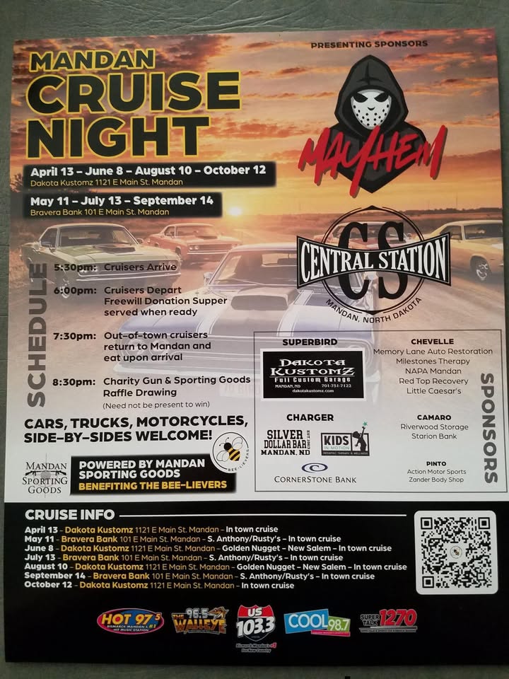 Flyer for Mandan Cruise Night Car Show