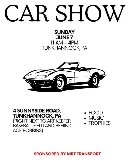 Flyer for MRT Transport Tunkhannock Car Show