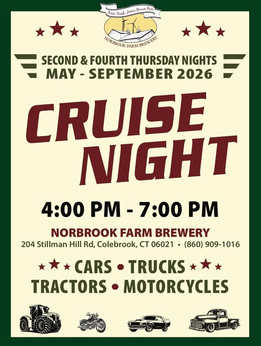 Flyer for Norbrook Farm Brewery Cruise Night