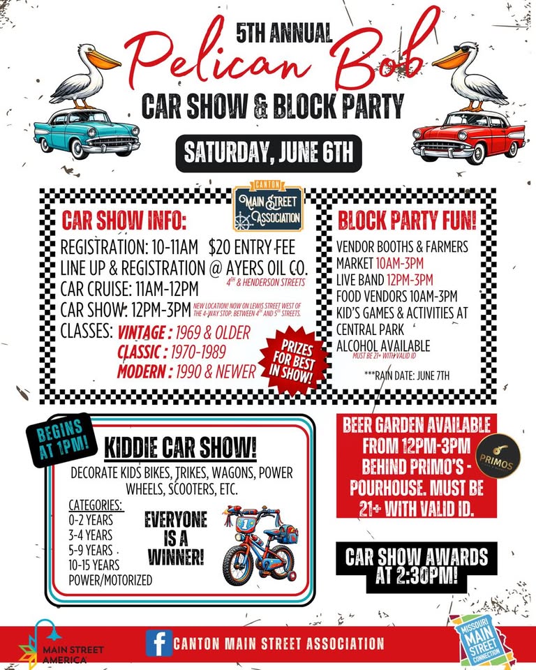 Flyer for Pelican Bob Car Show and Block Party
