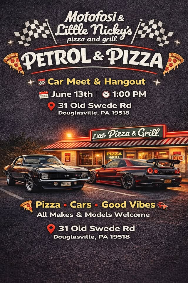 Flyer for Petrol & Pizza By Little Nicky’s & Motofosi