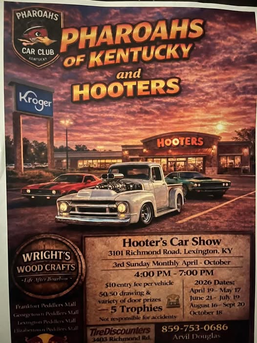 Flyer for Pharaohs of Kentucky Hooter’s Car Show