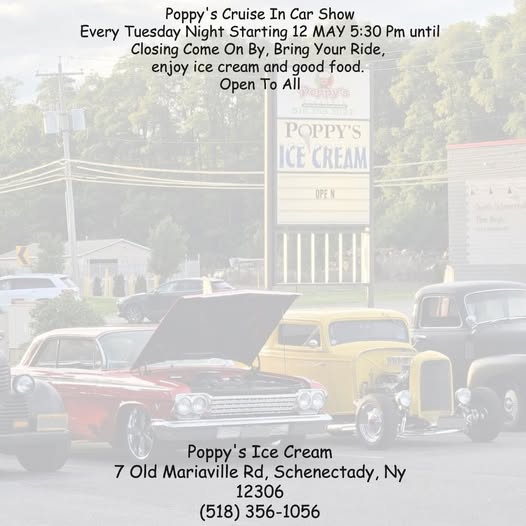 Flyer for Poppy’s Cruise In Car Show