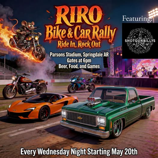 Flyer for RIRO Bike & Car Rally Ride In, Rock Out