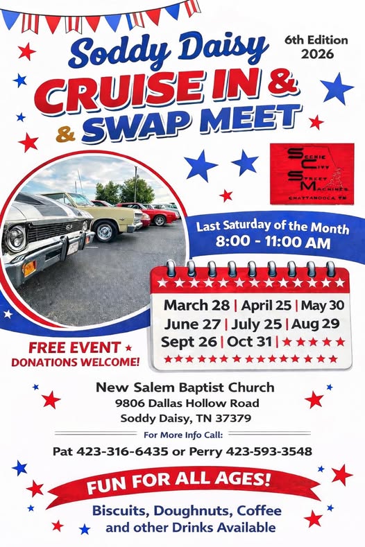 Flyer for Soddy Daisy Cruise IN & Swap Meet