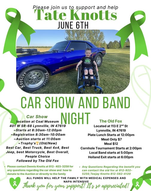 Flyer for Tate Knotts Car Show And Band Night