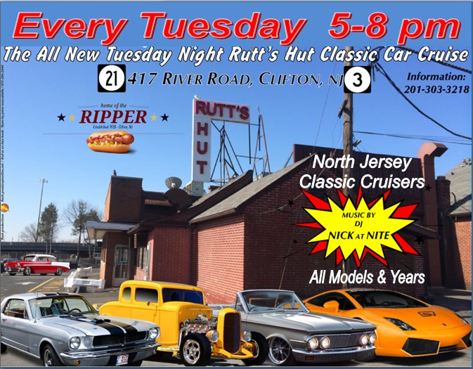 Promotional image for The All New Tuesday Night Rutt's Hut Classic Car Cruise