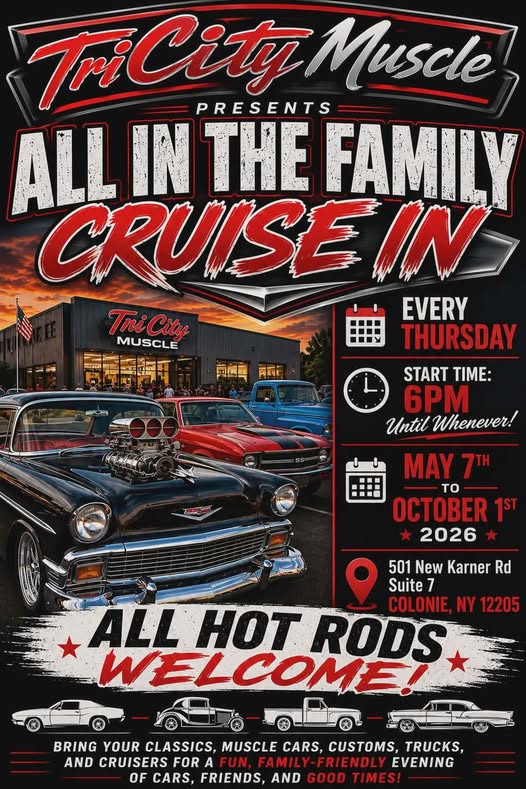 Flyer for Tri City Muscle All In The Family Cruise In