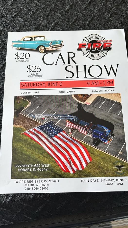 Flyer for Union Volunteer Fire Dept. Car Show