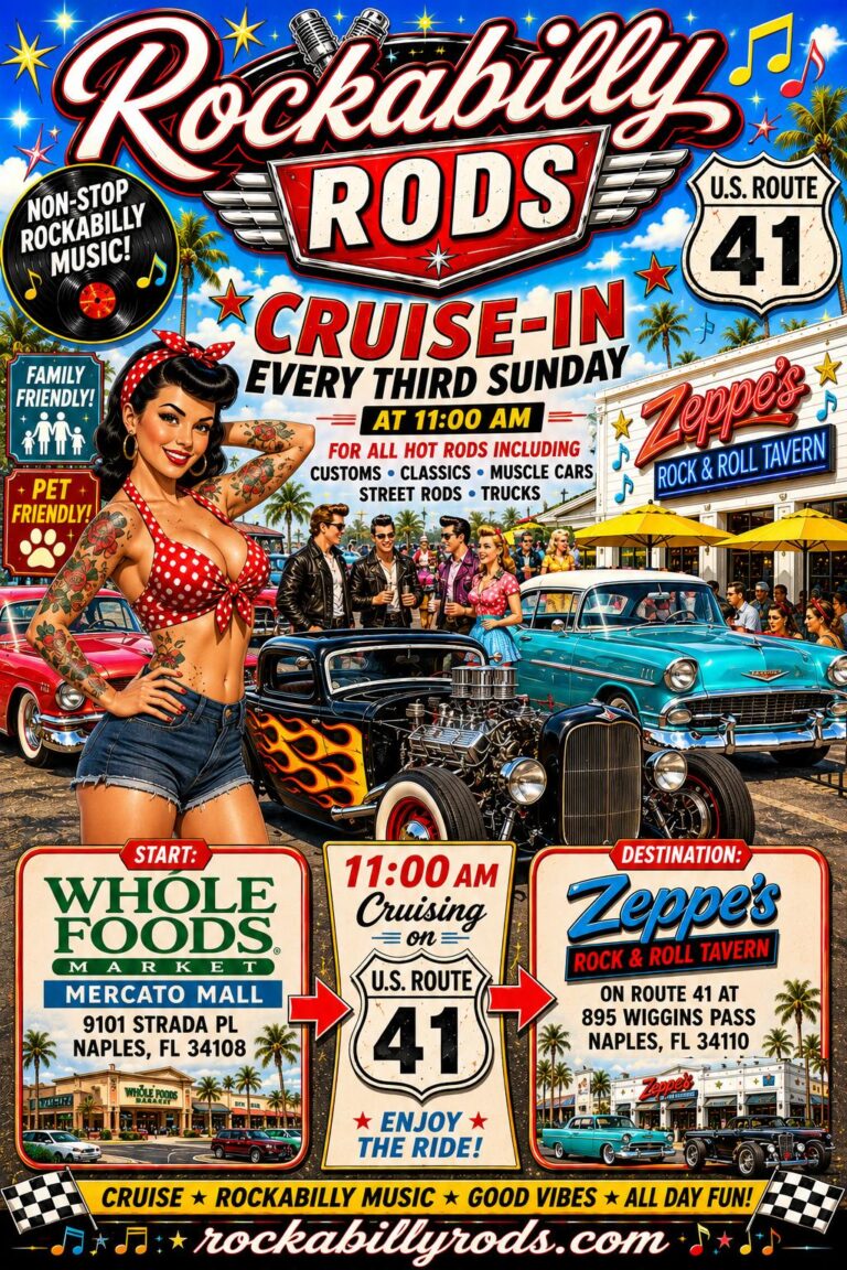Flyer for Rockabilly Car Cruise